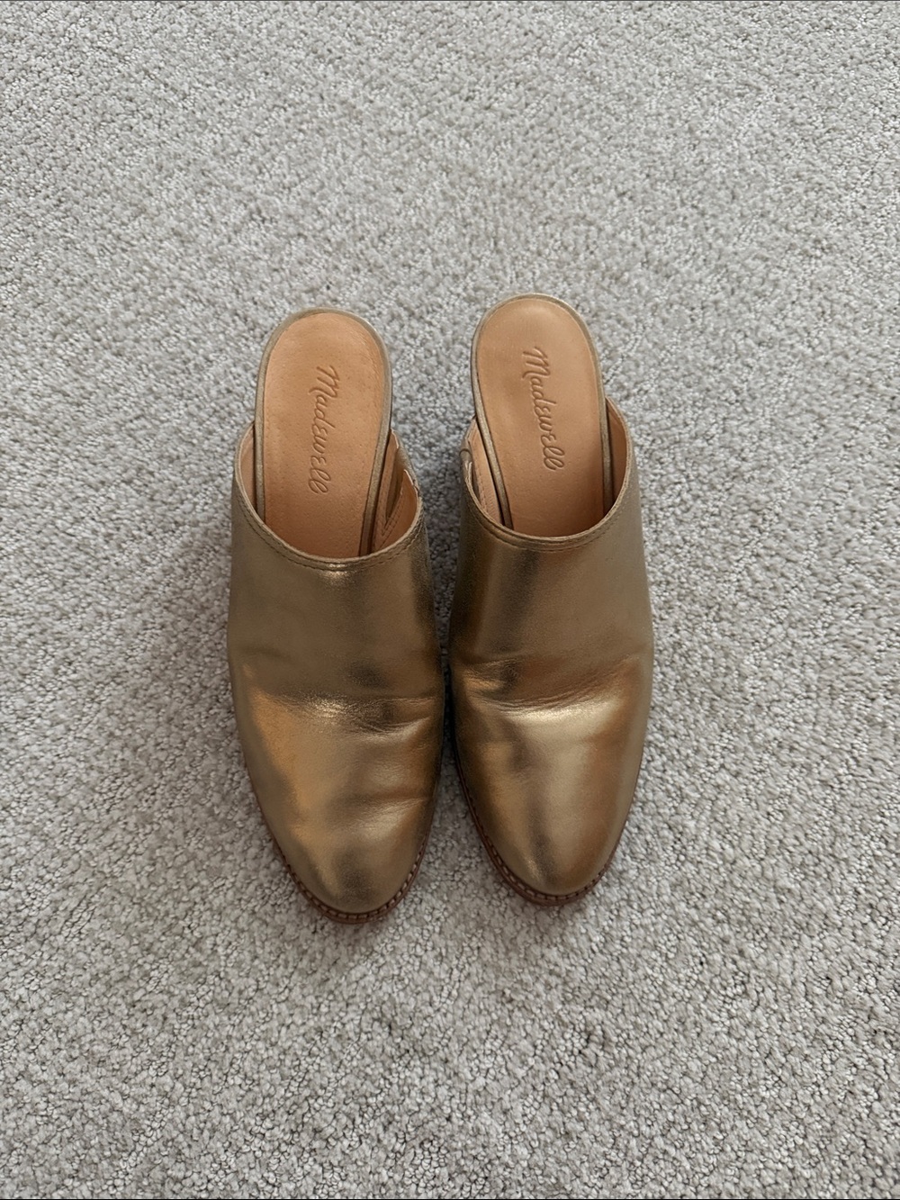 Madewell Metallic Gold Leather Slip-On Mules